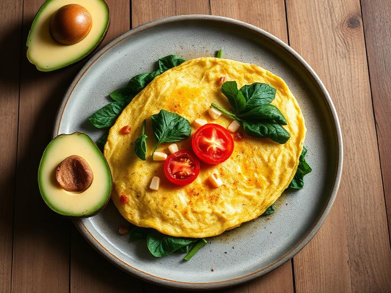 Omelette de espinaca y tomate